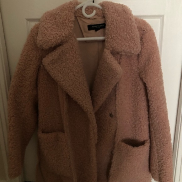 KENNETH COLE Faux Fur Shearling Coat - Picture 3 of 9